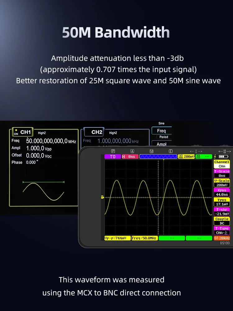 Digital Oscilloscope 50M Bandwidth Dual Channels