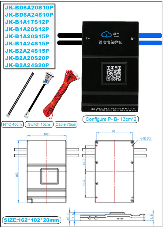 JK BMS for Lithium NMC, LFP, or LTO. 7~24S