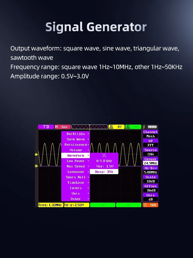 Digital Oscilloscope 50M Bandwidth Dual Channels