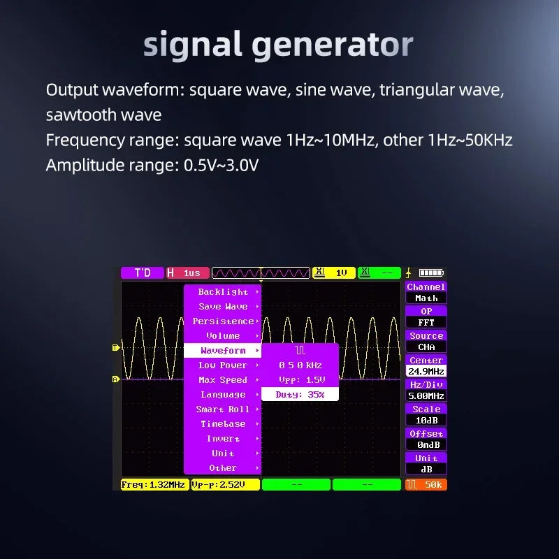 Digital Oscilloscope 50M Bandwidth Dual Channels