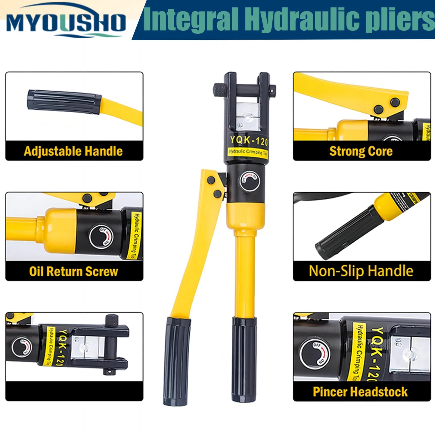 Hydraulic Crimping Tool for Large Cables 8 AWG to 4/0 AWG (10-120mm2)