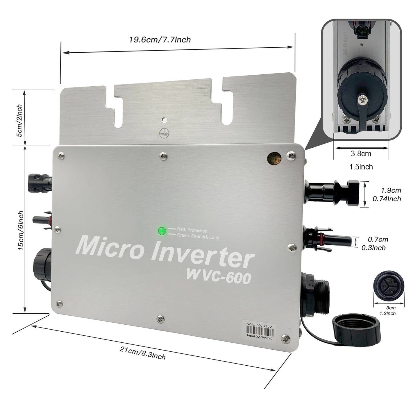 Grid-Tied Solar Microinverter 600W with MPPT