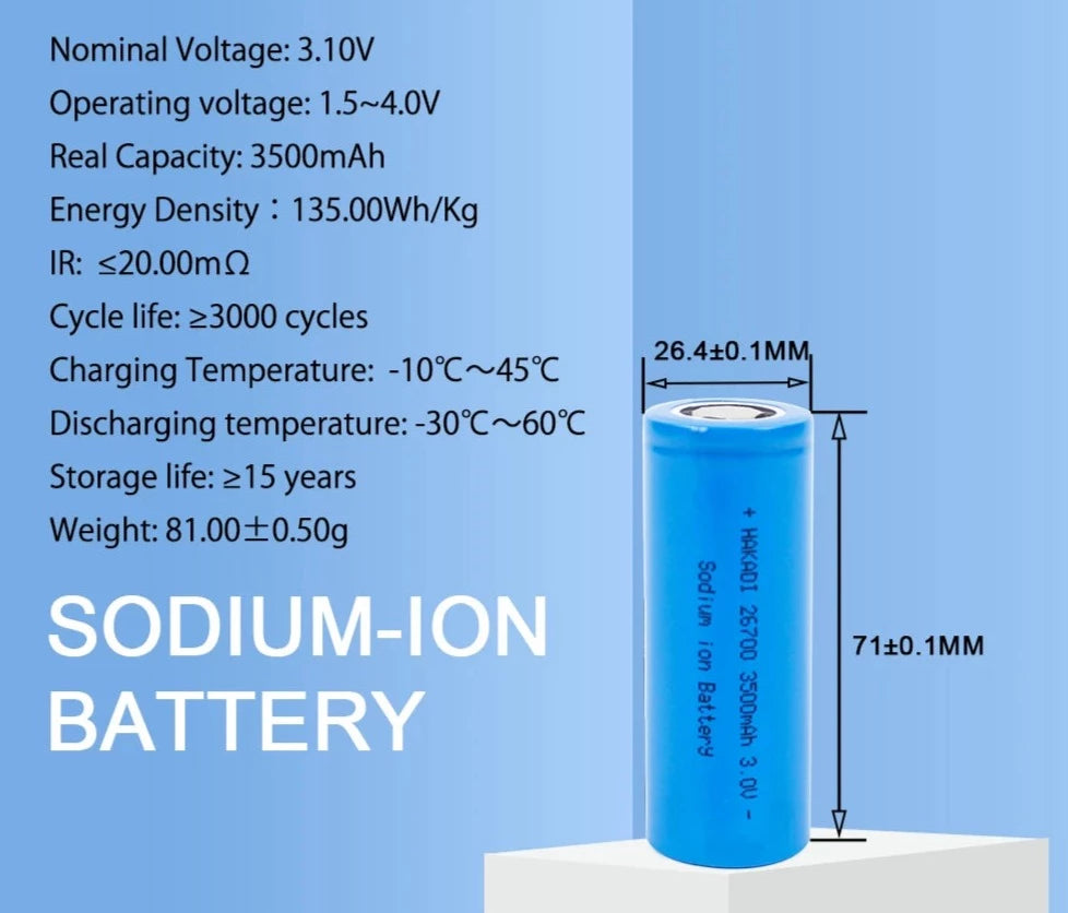 Sodium Ion NFM Cylindrical Cells - Rechargeable Battery Cell