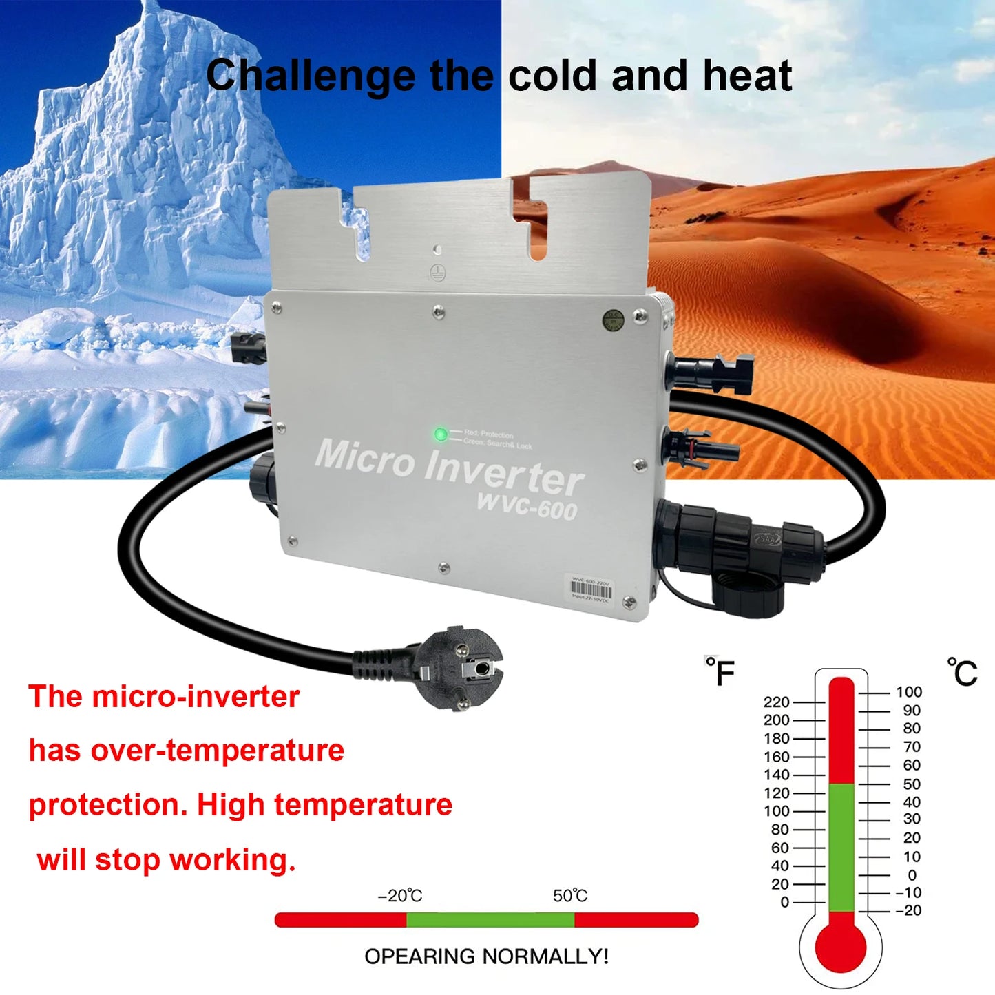 Grid-Tied Solar Microinverter 600W with MPPT