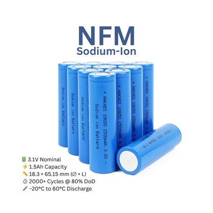 Sodium Ion NFM Cylindrical Cells - Rechargeable Battery Cell