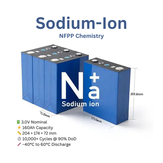 Sodium Ion 160Ah Prismatic NFPP Cells - Rechargeable Battery Cell