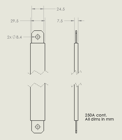 Flexible Copper Busbar Jumper, 200A / 350A