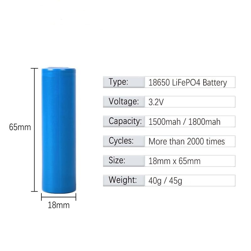 LFP 18650 Cells - 3.2V, 1.8Ah, 3C-5C Discharge Rechargeable Battery Cell