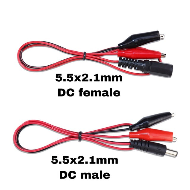 Alligator Clip to 5.5mm Male/Female barrel connector